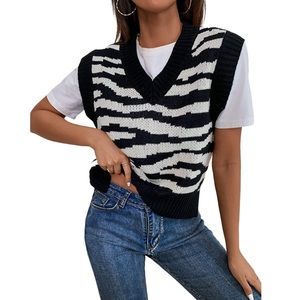 Zebra print sweater vest